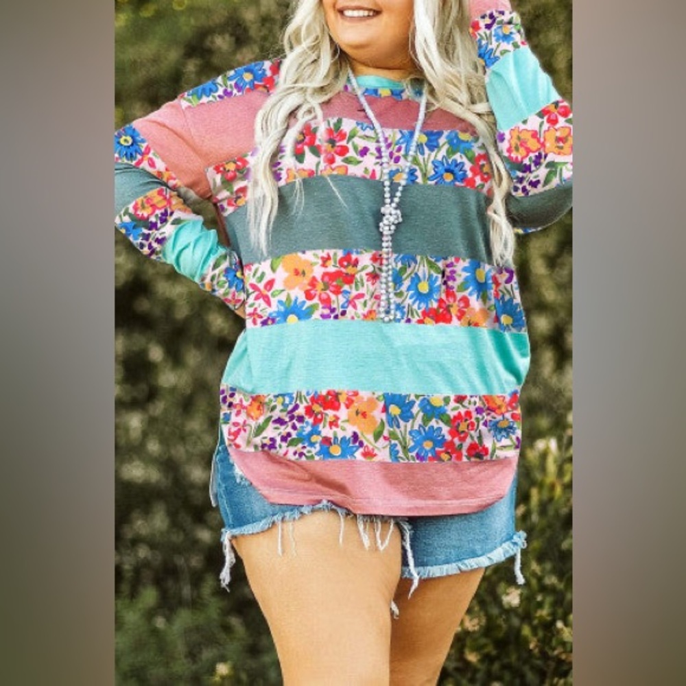 Colorful Floral Striped top
